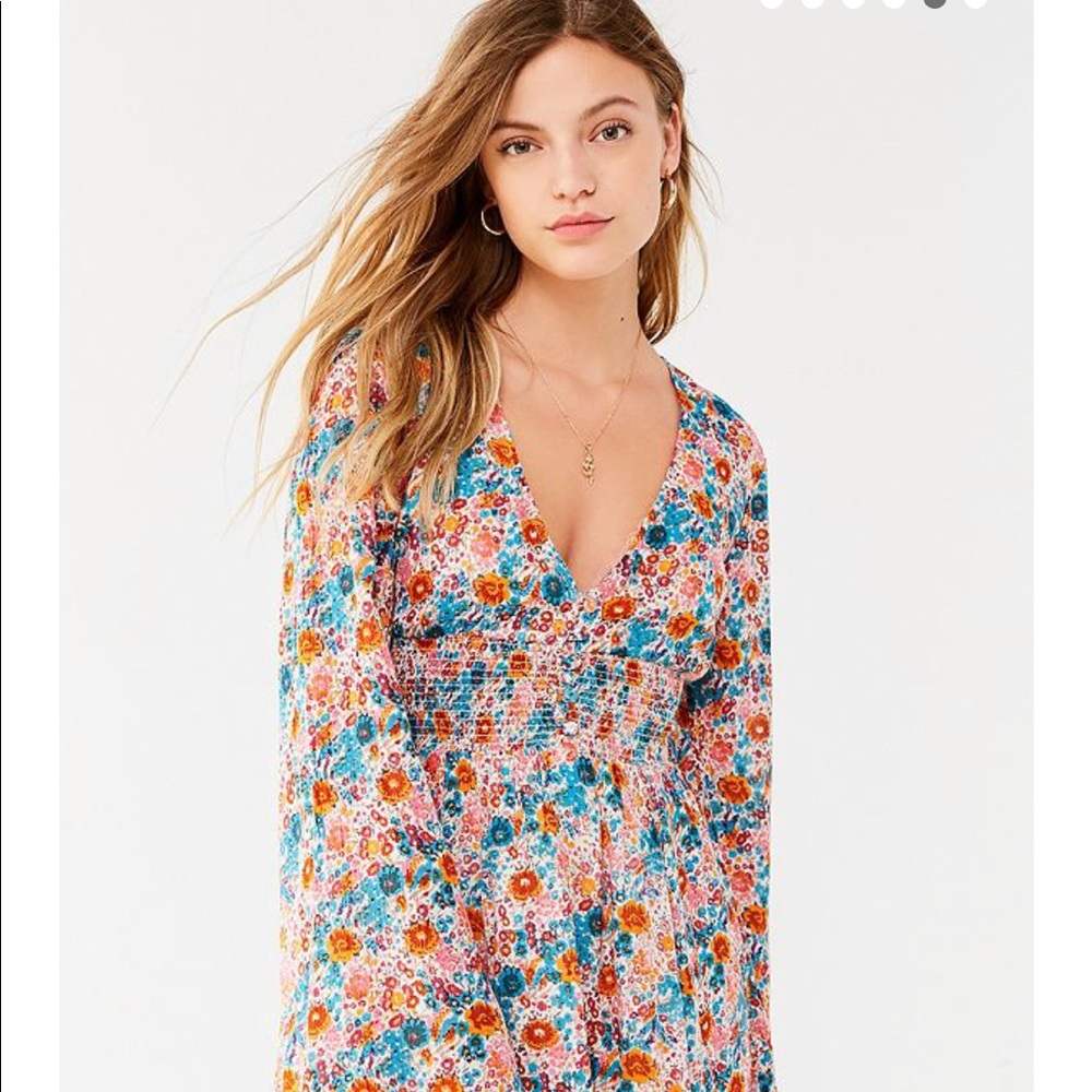 Urban Outfitters Elise Smocked-Waist Mini Dress - Picture 6 of 6